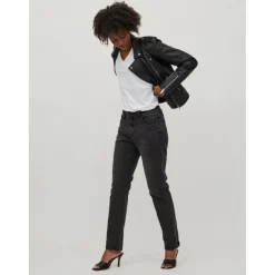 Jean coupe droite noir en coton Aria