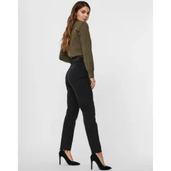 Jean coupe droite Straight Fit Taille haute Longueur cheville noir Ria