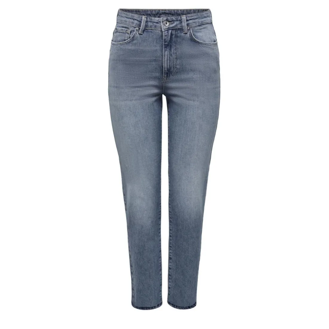 Jean coupe droite taille haute bleu en coton Queen