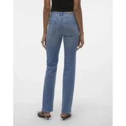 Jean coupe droite taille moyenne bleu moyen en coton
