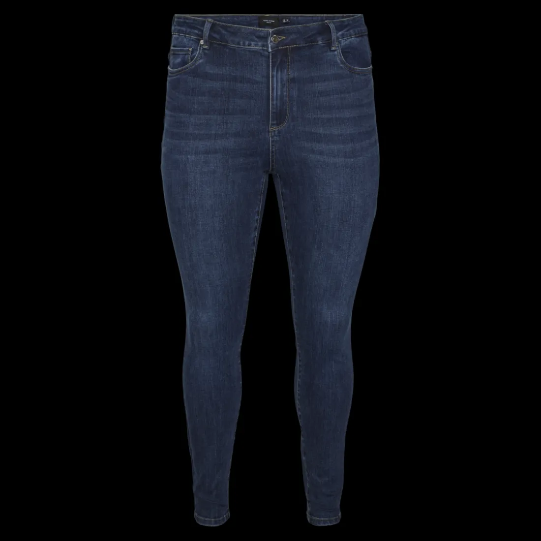 Jean fermeture à bouton et fermeture éclair cachée taille haute bleu en coton Mila