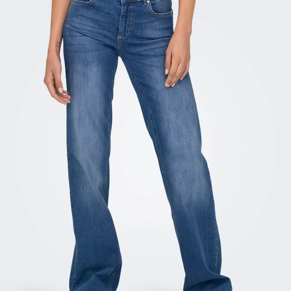 Jean Fit taille moyenne ONLBLUSH -Bleu bleu denim en coton Ora