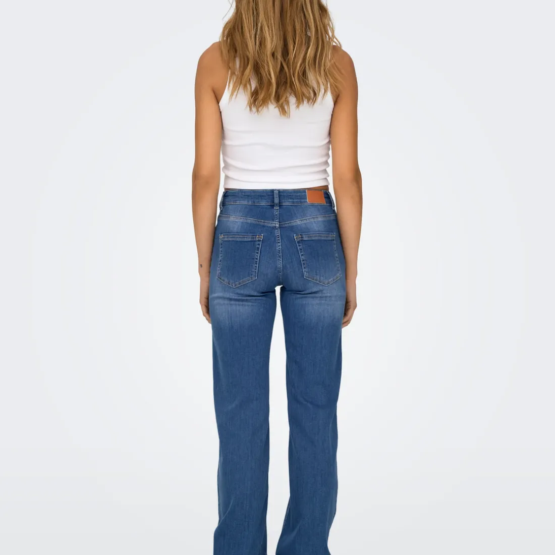 Jean Fit taille moyenne ONLBLUSH -Bleu bleu denim en coton Ora