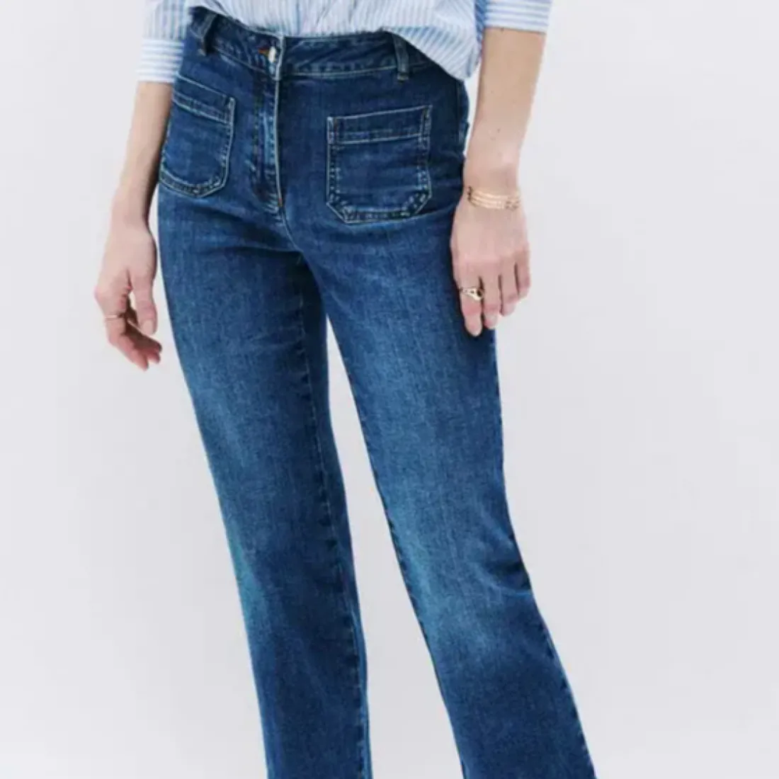 Jean flare bleu en coton