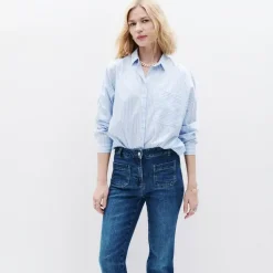 Jean flare bleu en coton