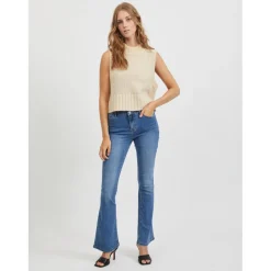 Jean flare bleu moyen en coton