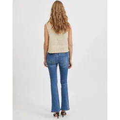 Jean flare bleu moyen en coton