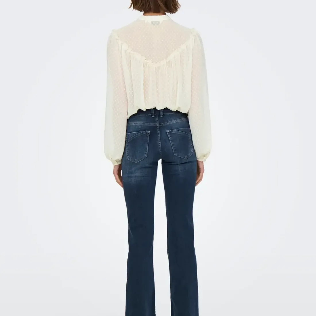 Jean flare Blush noir en coton Hana