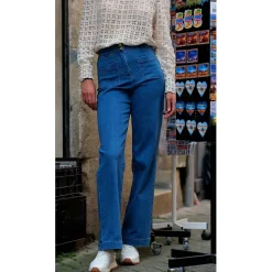 Jean flare Lison - Bleu en coton