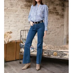 Jean Flare Sonny - Bleu Stone en coton
