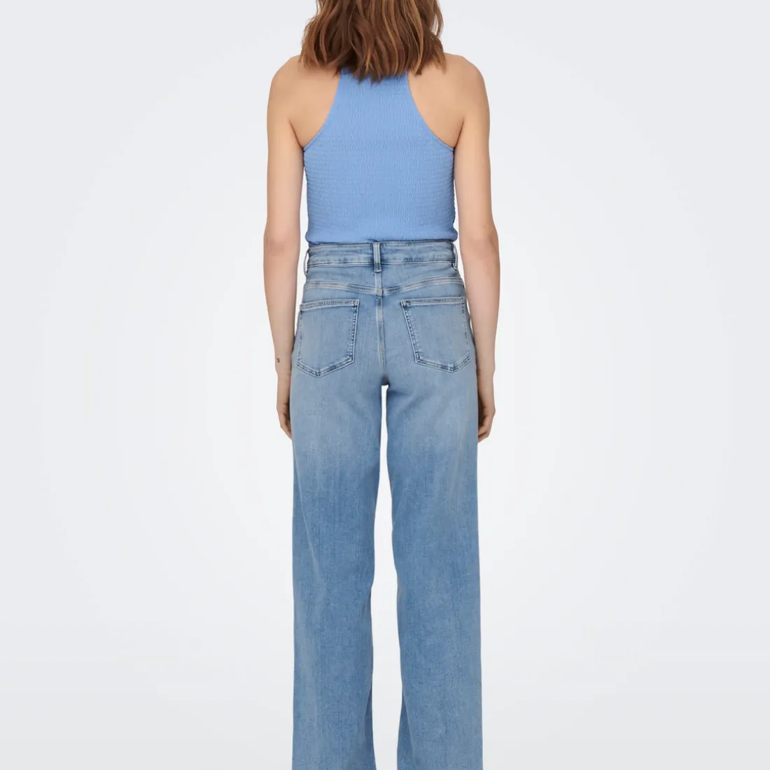 Jean Flare Taille haute ONLMADISON - Bleu en coton Rose
