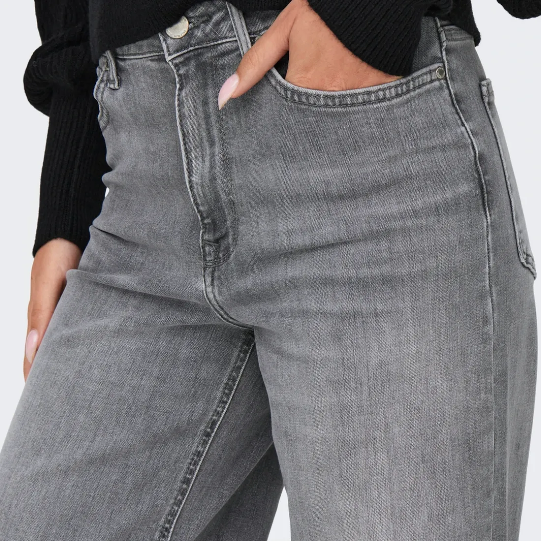 Jean Flare Taille haute ONLMADISON - Gris en coton Molly