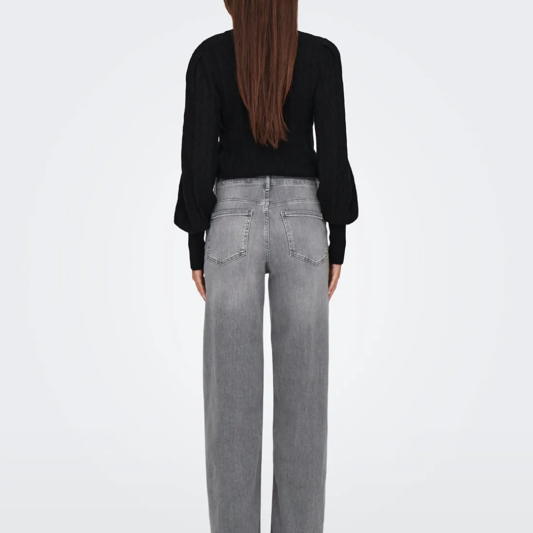 Jean Flare Taille haute ONLMADISON - Gris en coton Molly