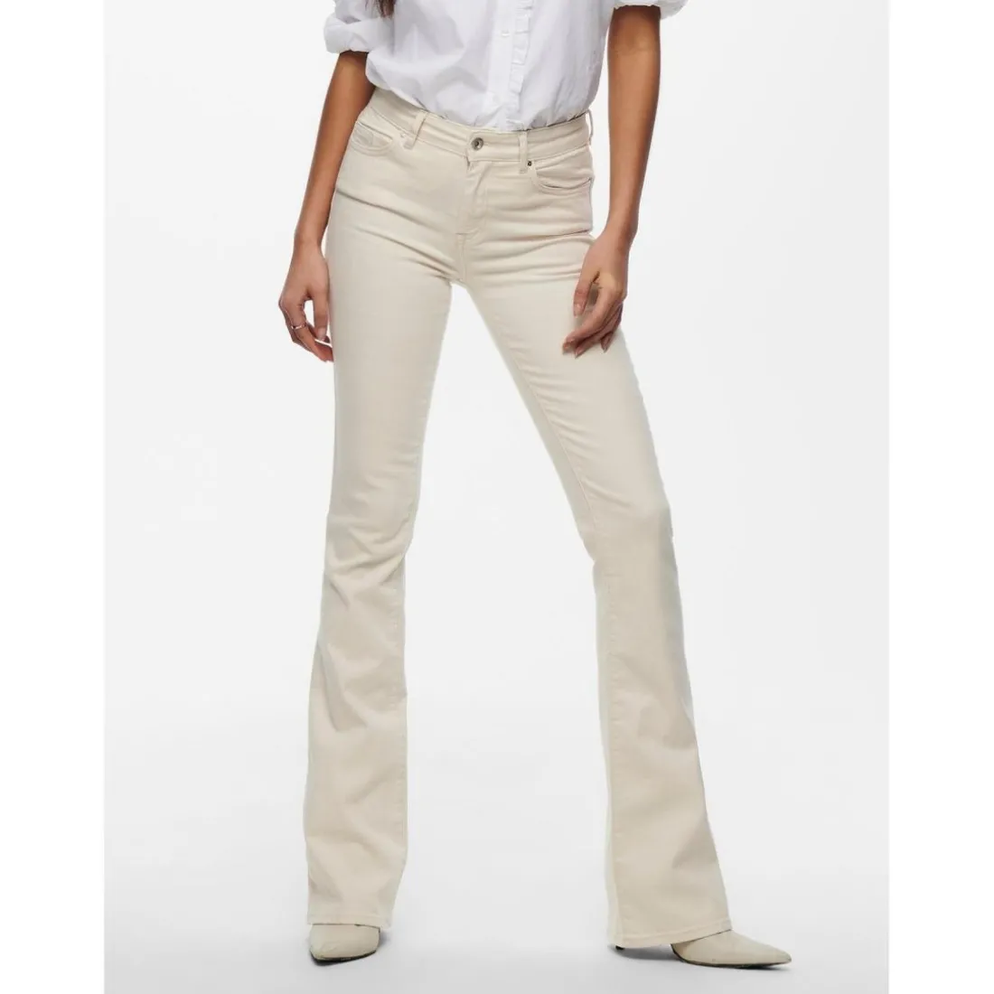Jean flared beige en coton