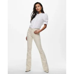 Jean flared beige en coton
