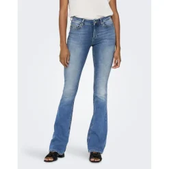 Jean flared bleu en coton Lia