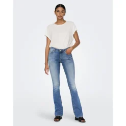 Jean flared bleu en coton Lia