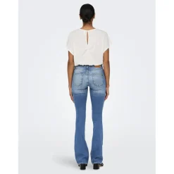 Jean flared bleu en coton Lia