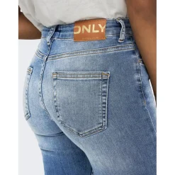 Jean flared bleu en coton Lia
