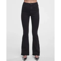 Jean flared braguette zippée noir en coton