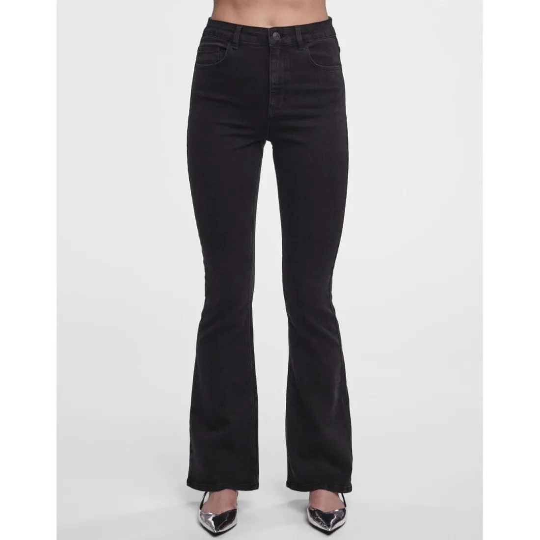 Jean flared braguette zippée noir en coton