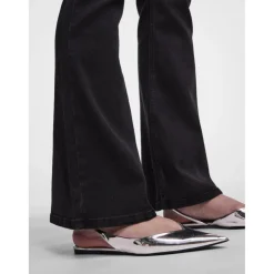 Jean flared braguette zippée noir en coton