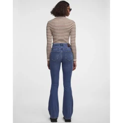 Jean flared braguette zippée bleu en coton