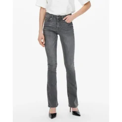 Jean flared Longueur cheville gris en coton