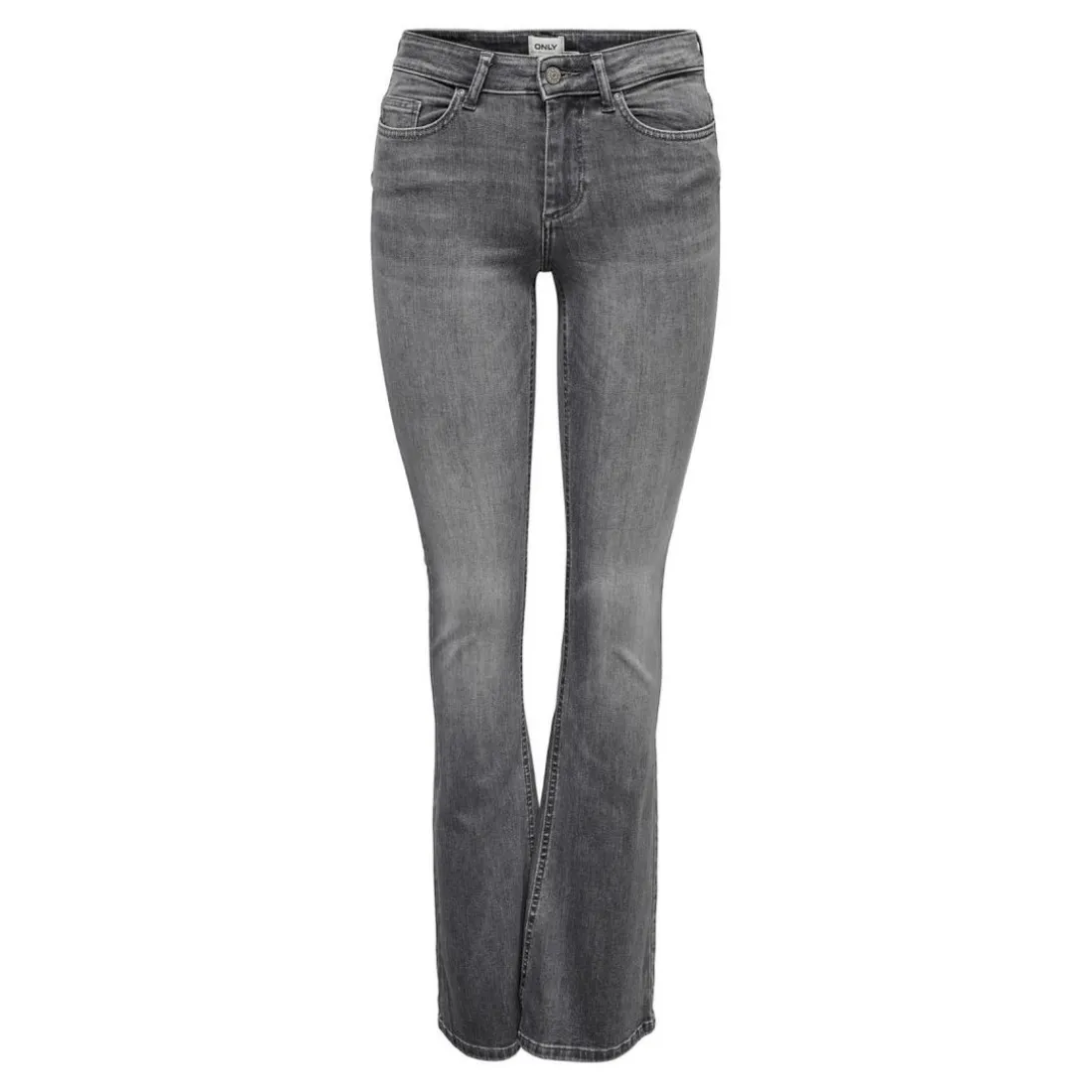 Jean flared Longueur cheville gris en coton