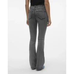 Jean flared taille moyenne gris en coton Isa