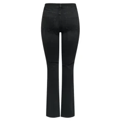 Jean flared taille moyenne noir en coton Léna