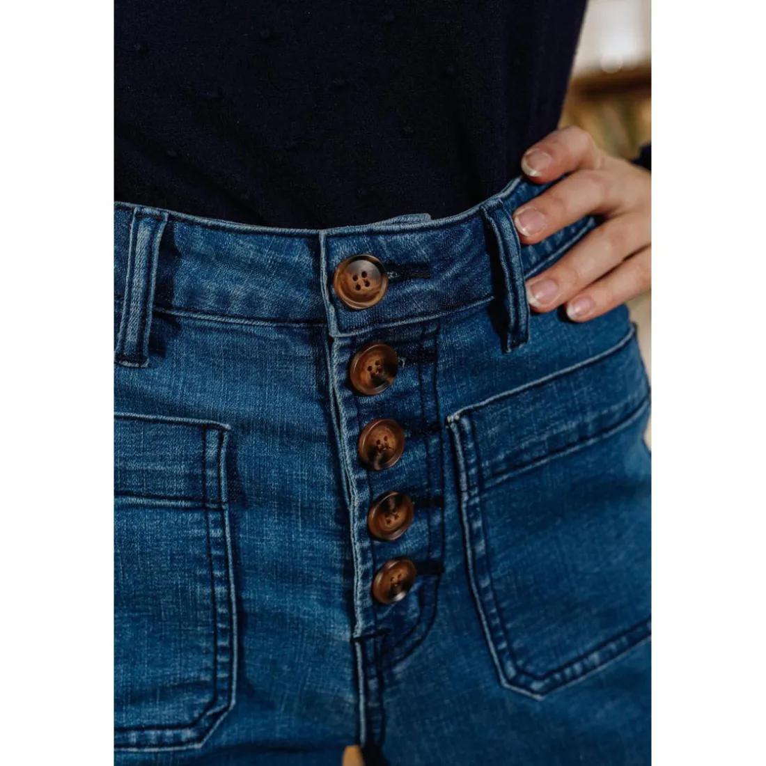 Jean large ATLANTA bleu stone en coton
