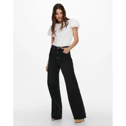 Jean large noir en coton Lucy