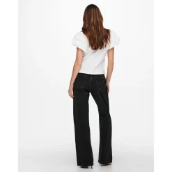 Jean large noir en coton Lucy