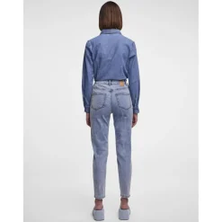 Jean mom braguette zippée bleu en coton Julia