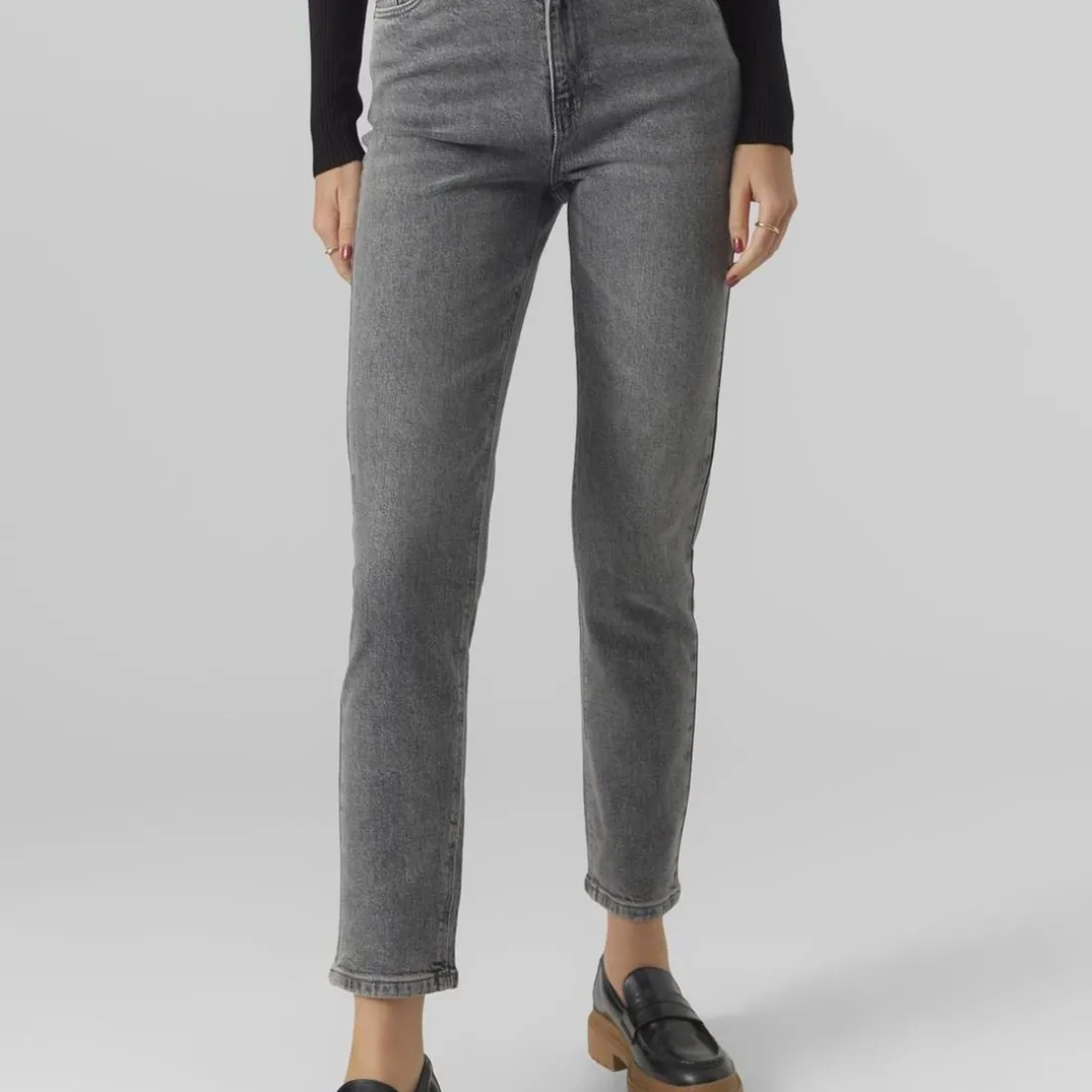 Jean mom en coton Linda gris Hazel