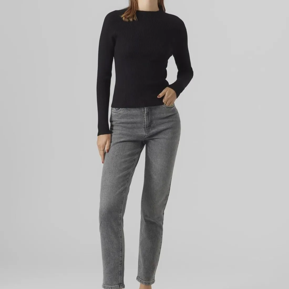 Jean mom en coton Linda gris Hazel