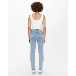Jean mom Longueur cheville bleu en coton Julia