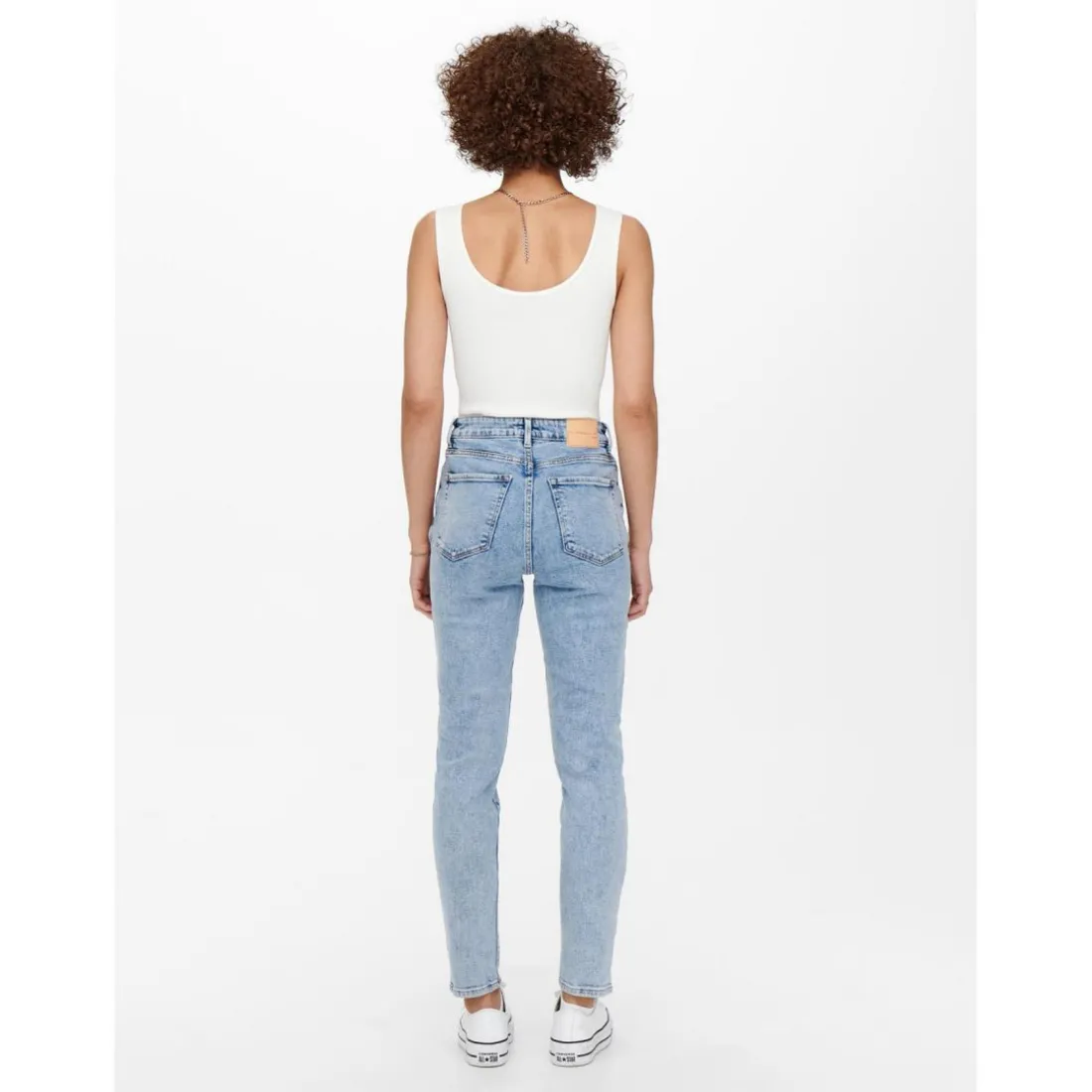 Jean mom Longueur cheville bleu en coton Julia