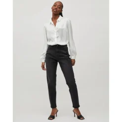 Jean mom noir en coton
