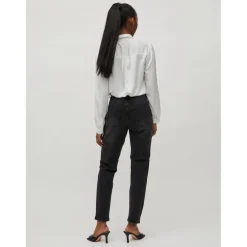 Jean mom noir en coton