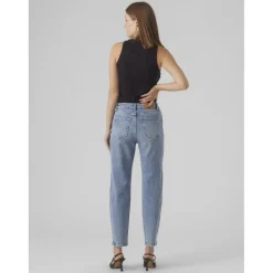 Jean mom taille haute bleu clair en coton Joy