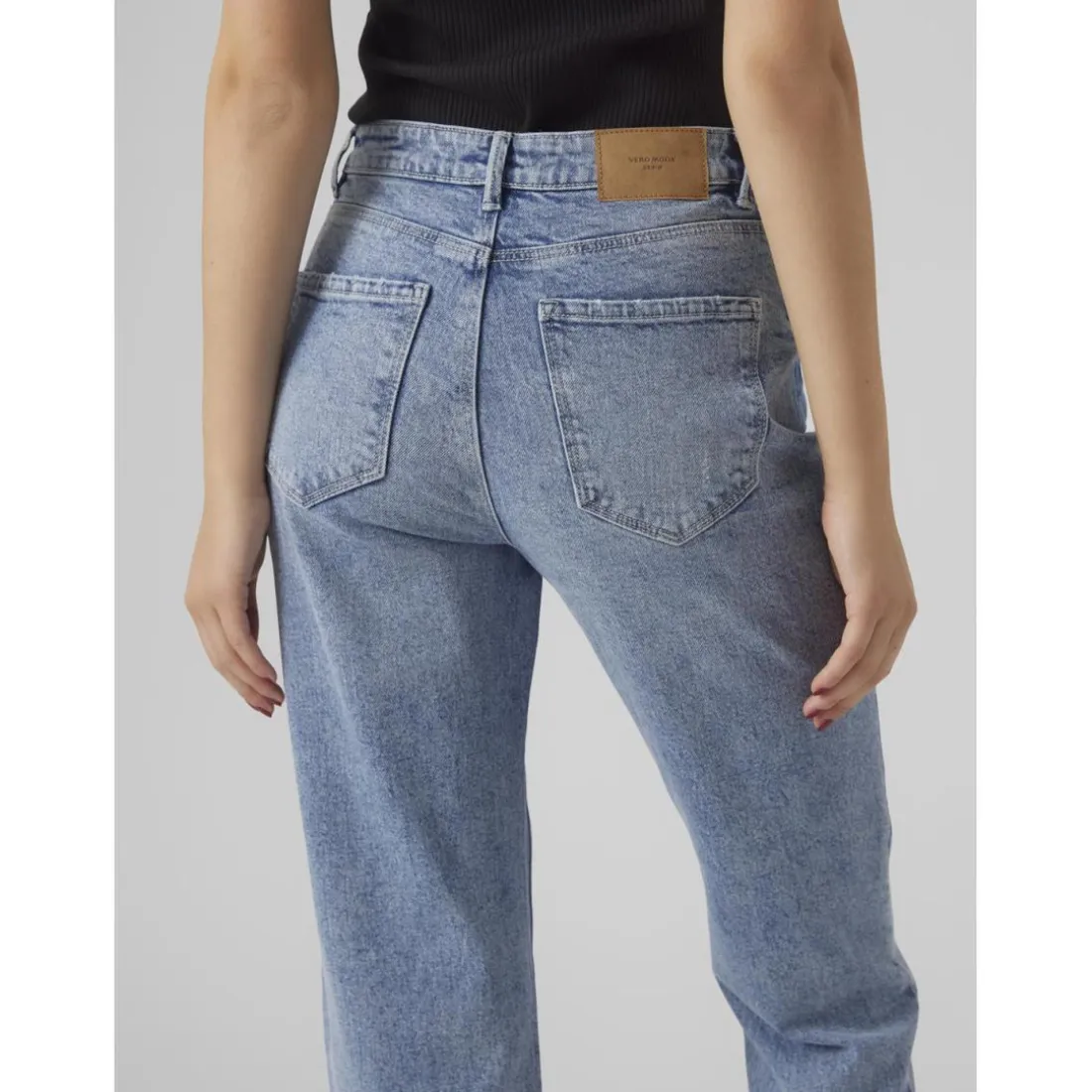 Jean mom taille haute bleu clair en coton Joy