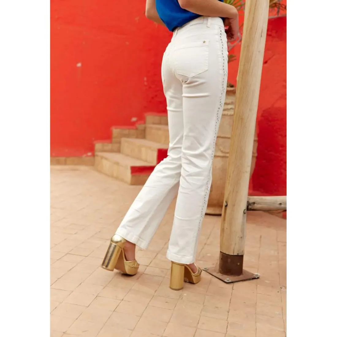 Jean POEMA blanc en coton