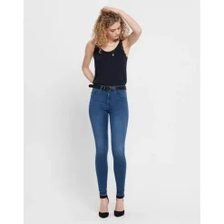 Jean seconde peau bleu en coton