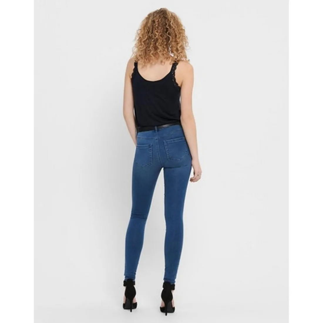 Jean seconde peau bleu en coton