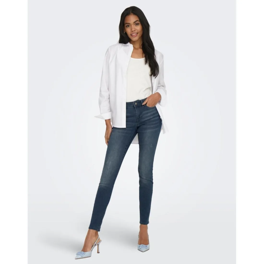 Jean skinny bleu en coton Sara