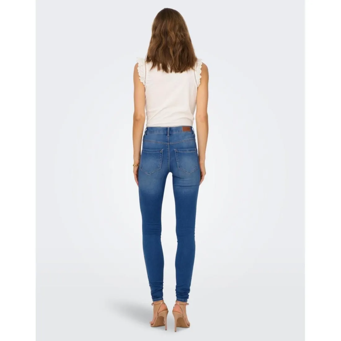 Jean skinny bleu en coton Eva
