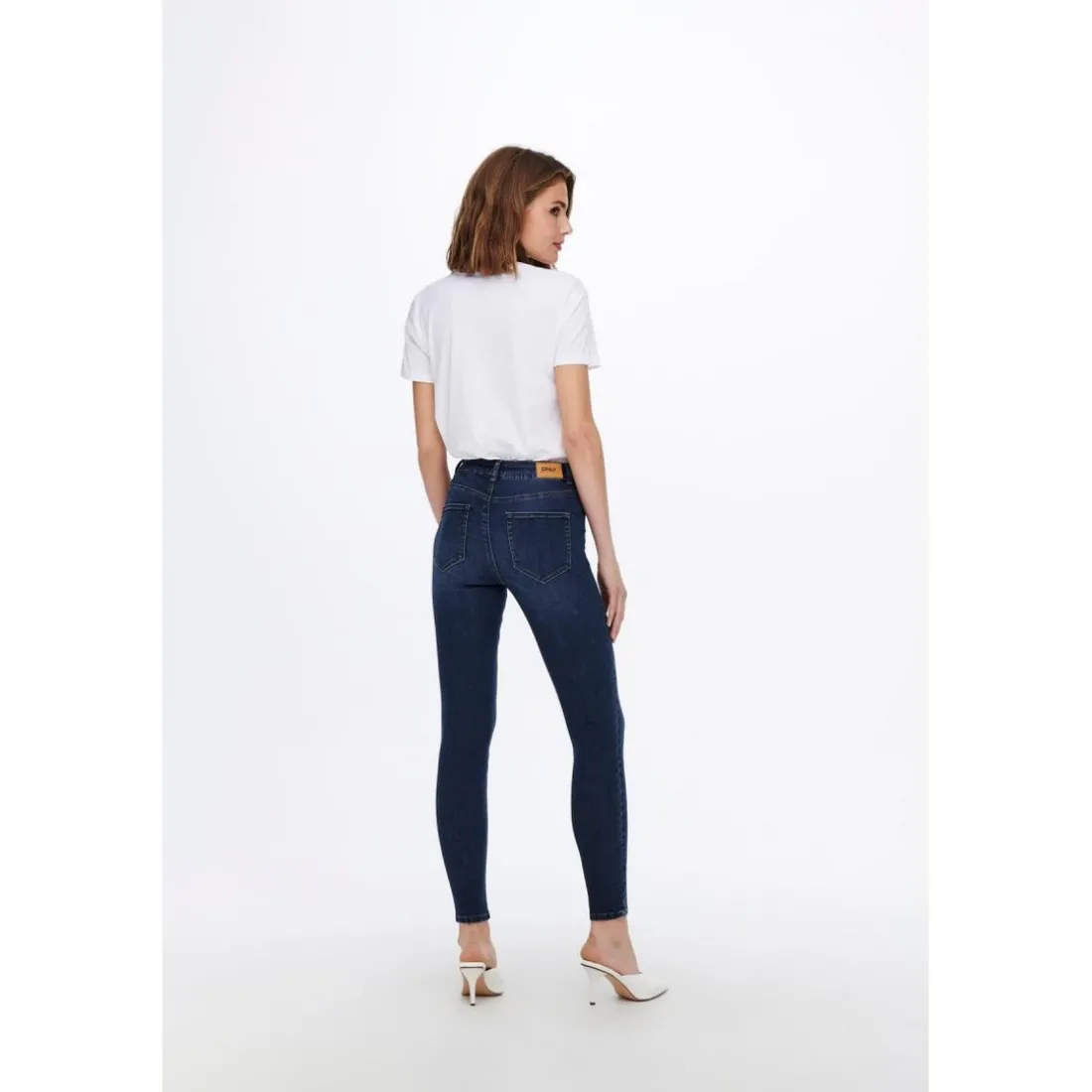 Jean skinny bleu en coton Elle