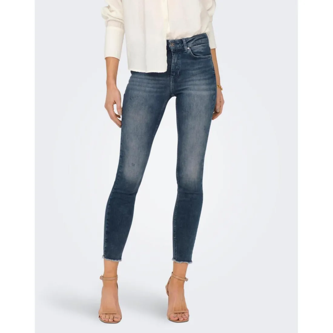 Jean skinny bleu en coton Rose
